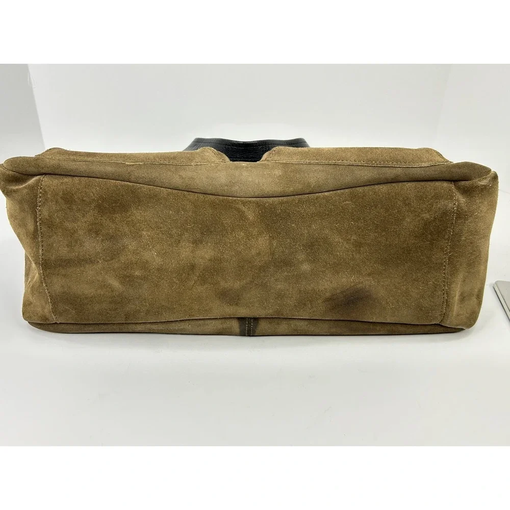 VTG Monsac Original Italian Suede & Leather Multipocket Shoulder Bag Brown Large